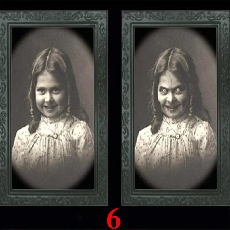 

3D изменяющееся лицо привидение фоторамка украшения на Хэллоуин ужасы ремесла украшения для дома с привидениями реквизит для вечеринки на Хэллоуин светло-серый