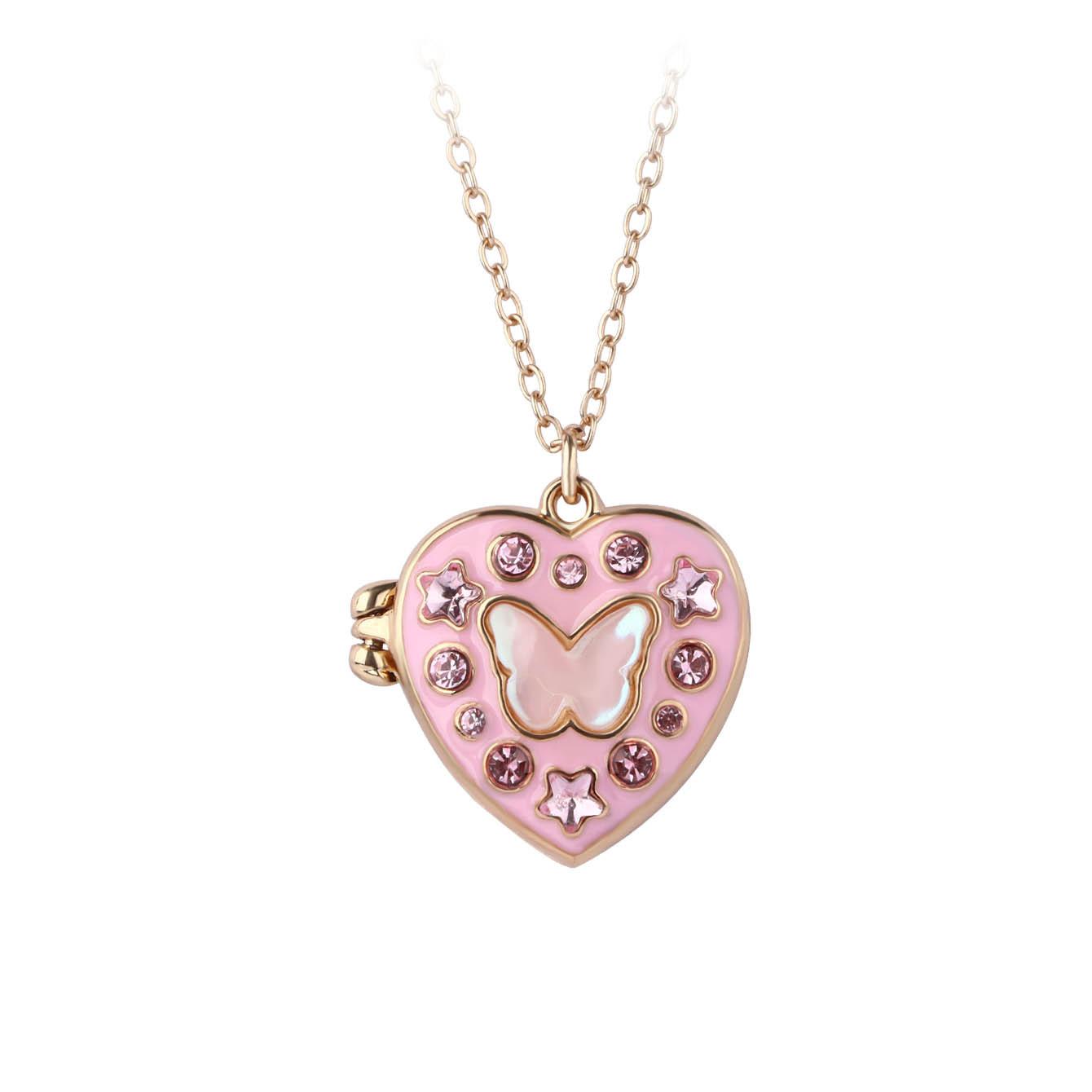 

Pink Drip Glaze Heart-shaped Photo Locket Necklace Colorful Crystal Openable Pendant Necklaces Women Memorial Jewelry Gifts розовый