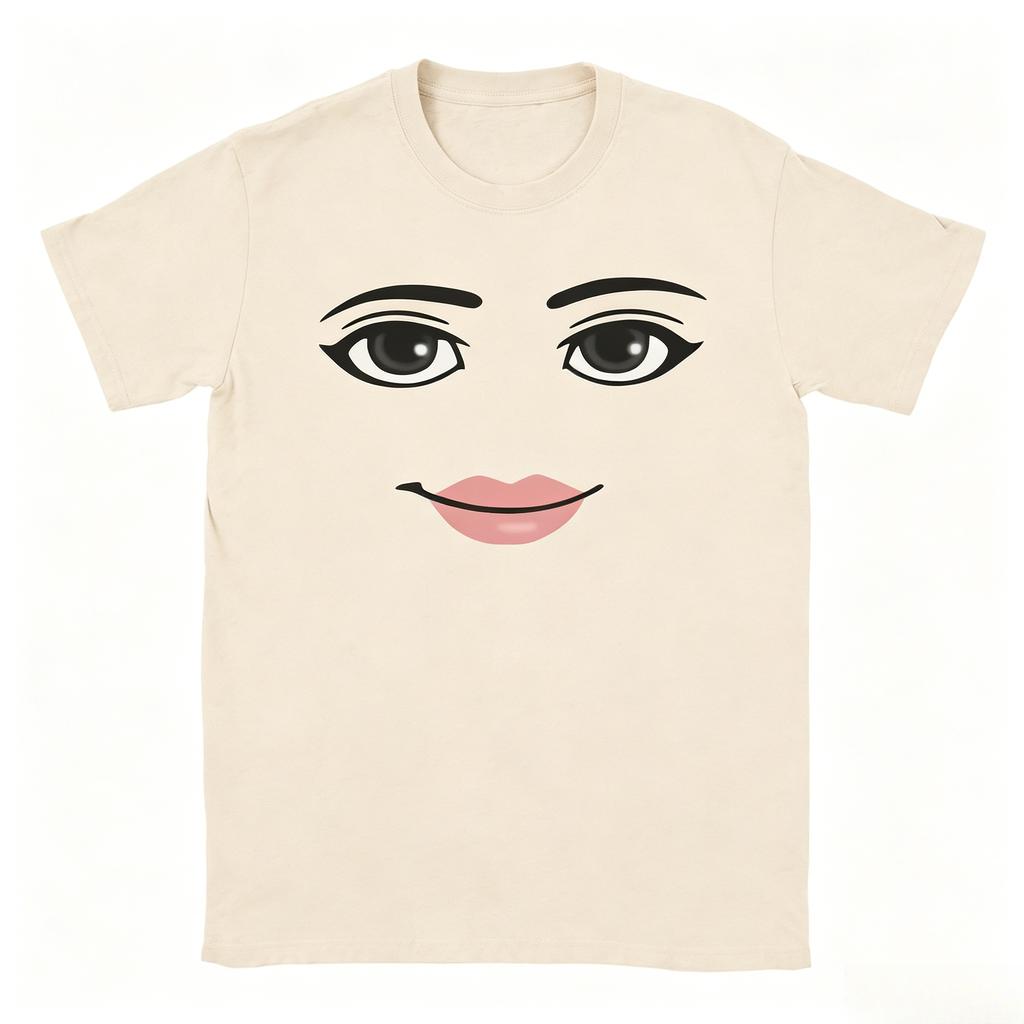 Y2k Aesthetic Anime Face Graphic Tshirt Unisex Round Neck Summer Harajuku Streetwear Novelty Casual Cotton Game Print Tops