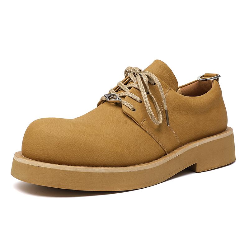 Fashion New Men Genuine Leather Derby Boot Luxury Designers Casual Leather Round Toe Thick Bottom Stylish Social Thick Bottom Ankle Boot