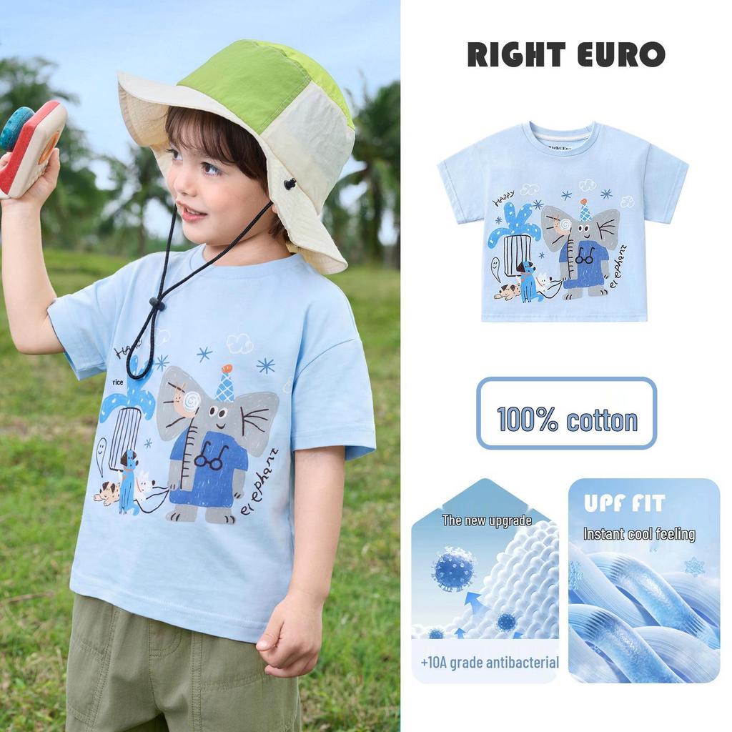 European Boys' Cool-Touch Cotton Short-Sleeve T-Shirt, Summer 2026 Collection for Toddler and Kids