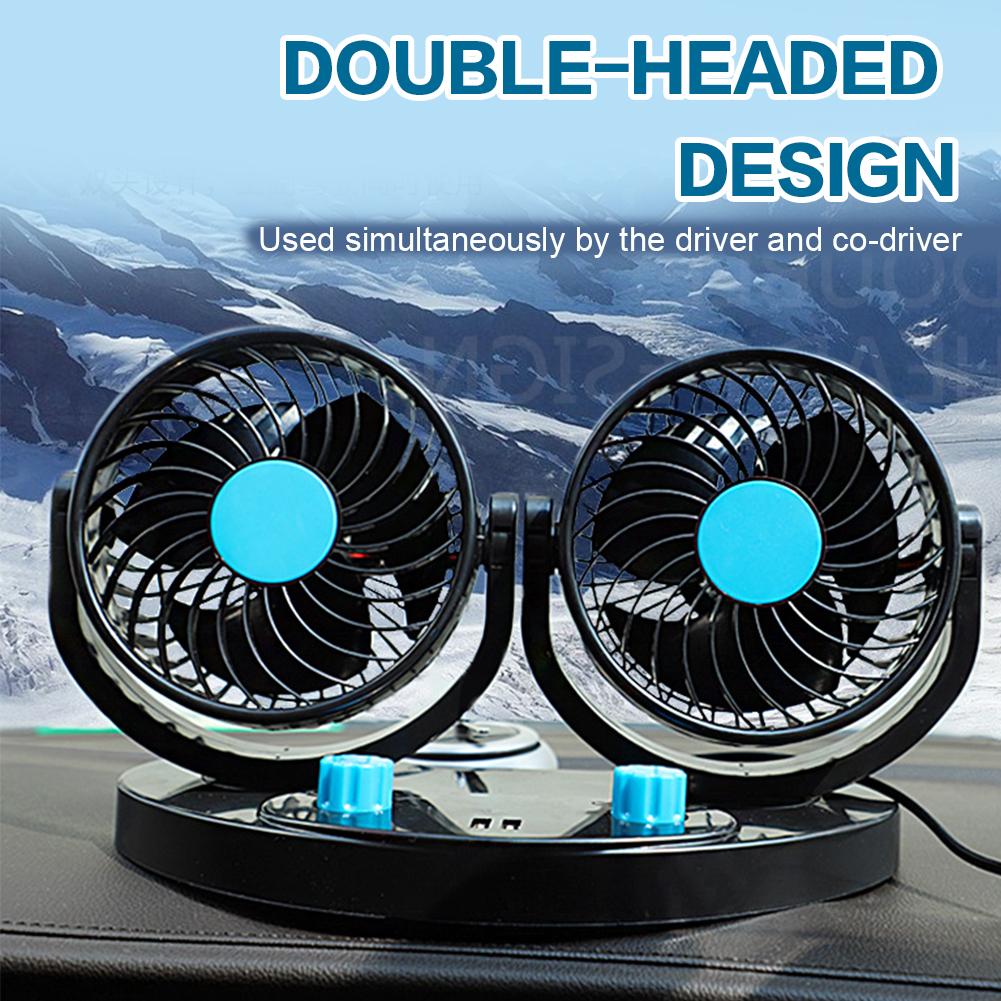 Dual Head USB Car Cooling Fan 2 Wind Speed Car Central Control Screen Fan Adjustable Angle Electric Car Fan Auto Accessories
