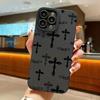 Phone Case For iPhone 16 15 14 11 12 13 Pro Max Mini 7 8 Plus X XR XS Max SE  16E Black Cross Print Shockproof Soft Cover