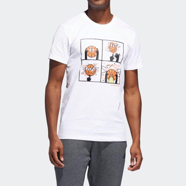 Adidas T Shirts Men's White Crew Neck Moderate Straight Fit DU6858