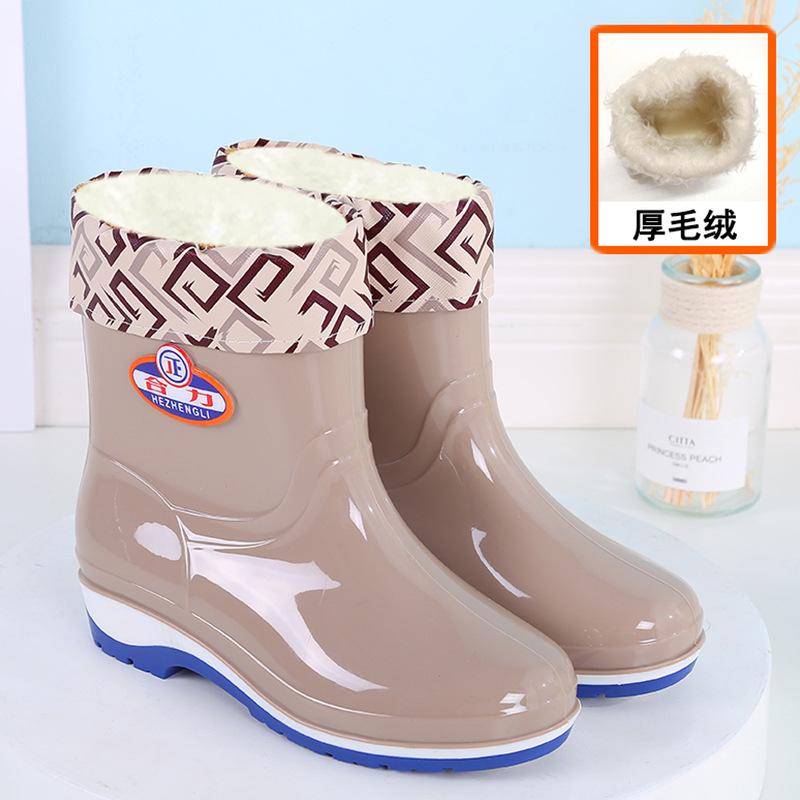Fashion Adult Rain Shoes Women's Summer Non-slip Warm Water Boots Medium Tube Work Water Shoes Women's Fashion Rubber Shoes Overshoes