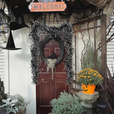2025 Halloween Simulated Golden Bell Willow Vine, Fake Eucalyptus Flower Harvest Festival, Halloween Hanging Decoration, Gift