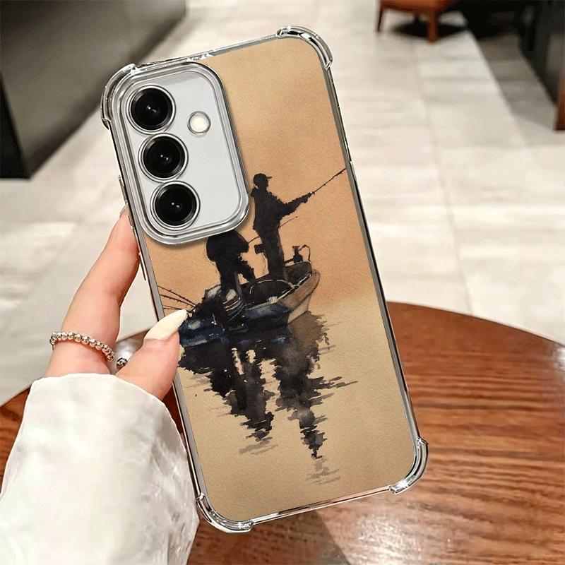 Hunting Fishing Man Plating Phone Case For Samsung A17 A07 A37 A57 A16 A56 A15 A55 A14 A54 A13 A53 A26 A36 A25 A35 A24 A34 A23 A