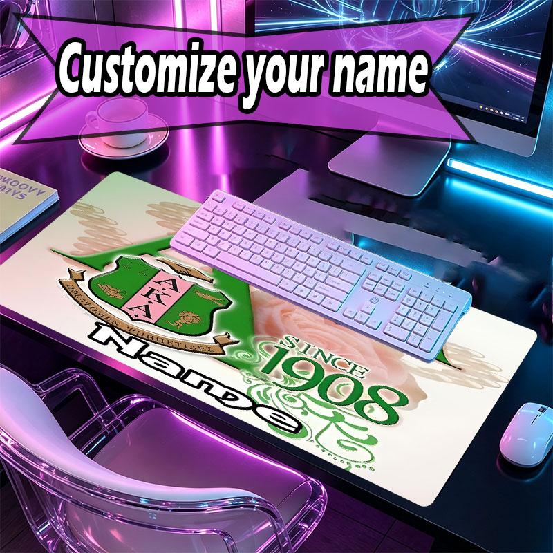 Custom Name Personalized Alpha Kappa Alpha Pattern Mousepad, Laptop PC Desk Mat, Decorative Desk Mat for Home Keyboard Pad Gift