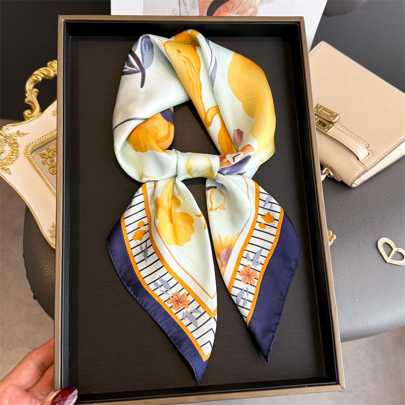 2026 New Floral Printed Square Scarf for Women Soft Lightweight Scarf Headbands Fashion Bag Tie Ribbon Hair Bands Bandana