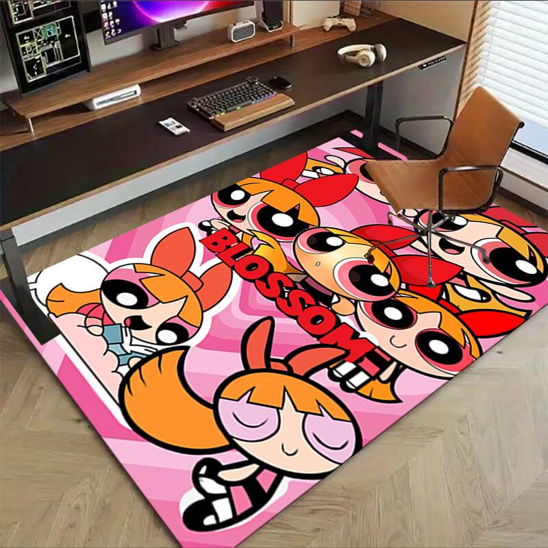 Powerpuff Girls Adventure Carpet For Playroom Bedroom Living Room Sofa Home Decorkids Game Area Rug Nonslip Floor Mat