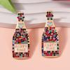 European and American New Fashion Personalized Small Fragrant Wind Geometric Wine Bottle Alloy Dripping Oil Love Diamond Pearl Earrings
