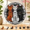 2D Flat Acrylic Jigsaw Sunshine Catcher 83pcs, Three Cats Retro Totem Theme Sunshine Catcher Puzzle, Home Garden Decor, Suitable for Christmas, Thanks