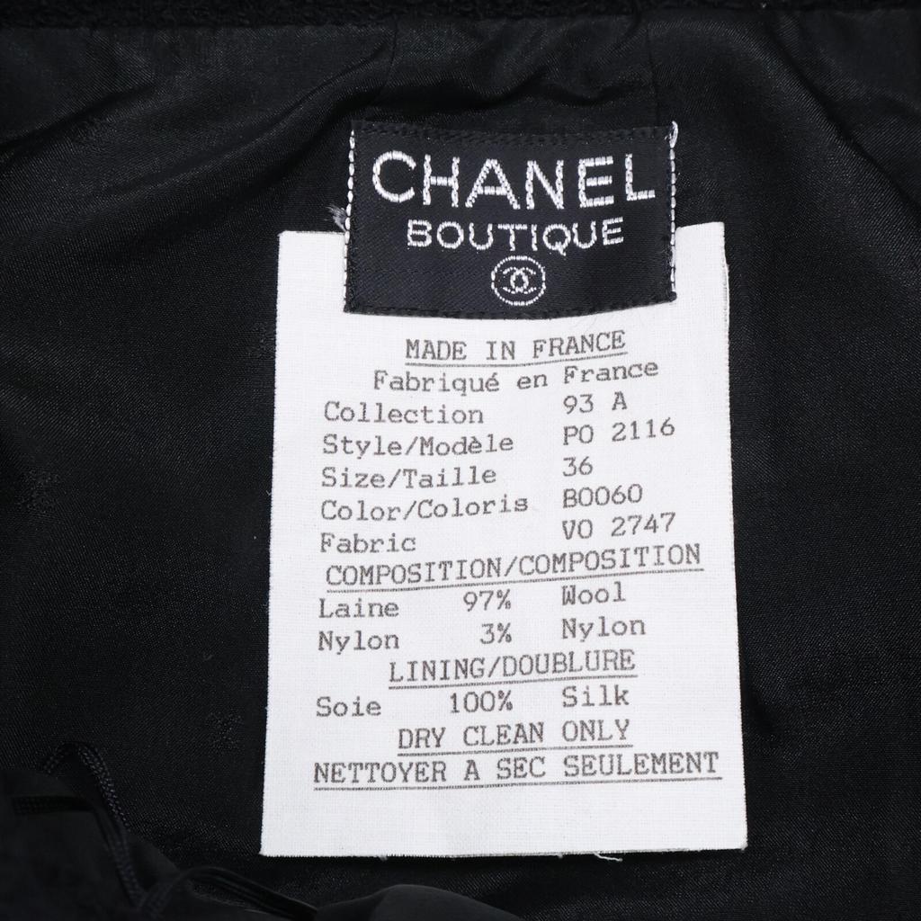 Chanel 93AW PO2116 Black Wool Tweet CC Logos Tight Long Skirt Skirt 36 blackUsed