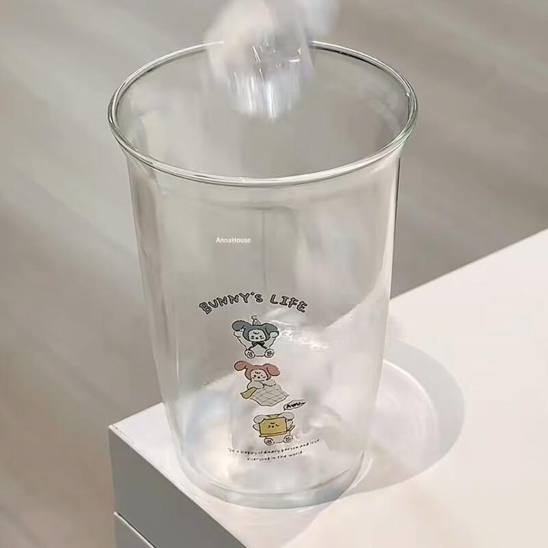 Shangqi Funny Rabbit Glass Straw Latte Cup