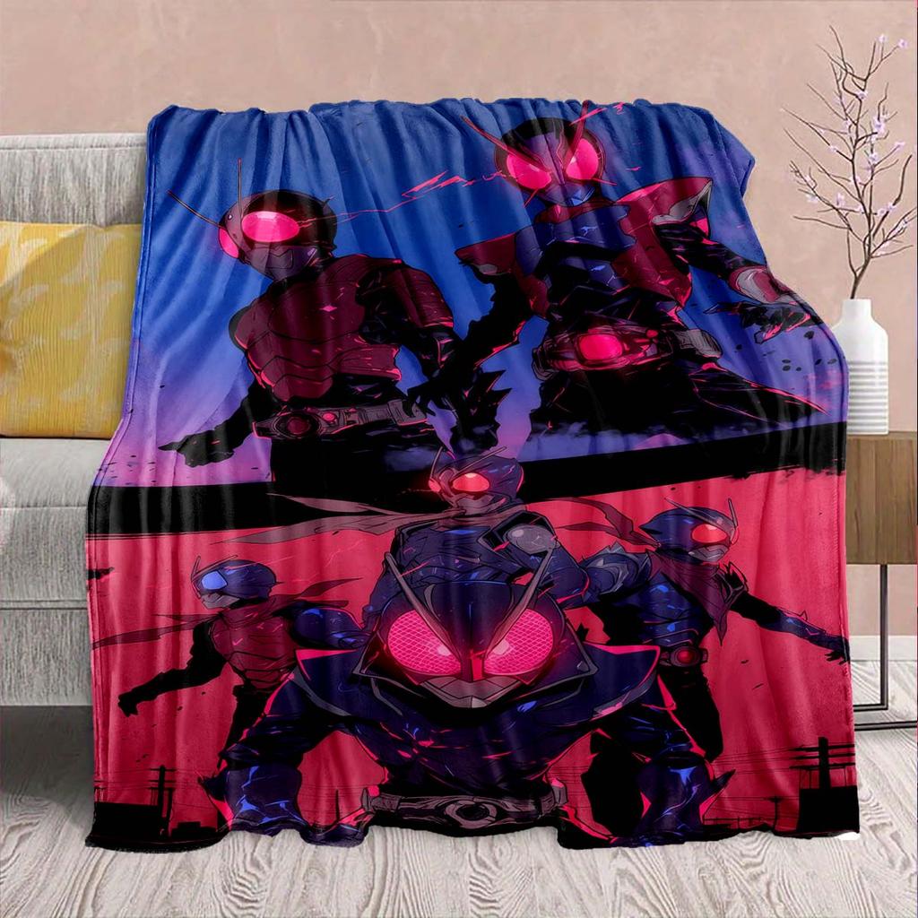 Kamen Rider Anime Flannel Blanket – Soft, Warm, Perfect for Sofas, Bedding, Camping, Travel, Office, and Home Decor – QJY