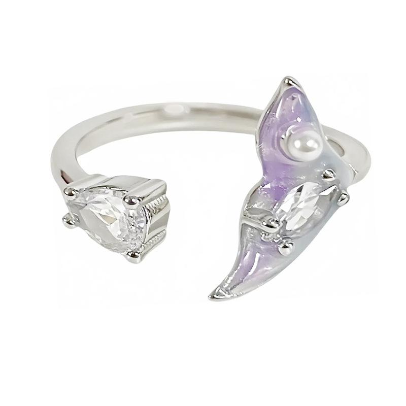[Symphony Star Ring] Enamel Dripping Oil Fishtail Star Opening Ring Zircon Niche Light Luxury High-End Stacked Ring