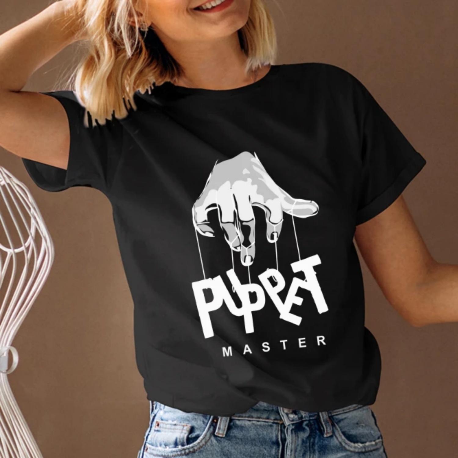 Women s T-Shirt Short Sleeve Round Neck Puppet Master Graphic Tee Trendy Streetwear Fast Ship S чёрный