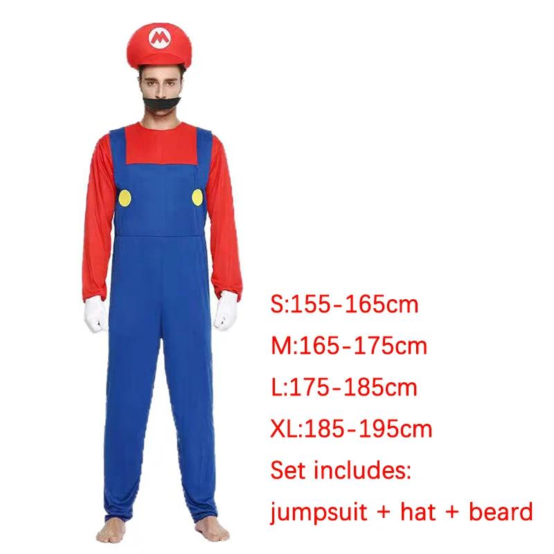 Game Marios Super Luigi Brothers Uniform Set Cosplay Costumes Funny Anime Adult Men Jumpsuit Woman Dress Halloween Costume