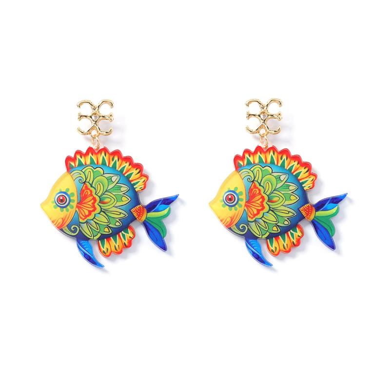 Alloy Acrylic Marine Animal Dangle Earrings Minimalist Statement Earrings Women Jewelry Accessories