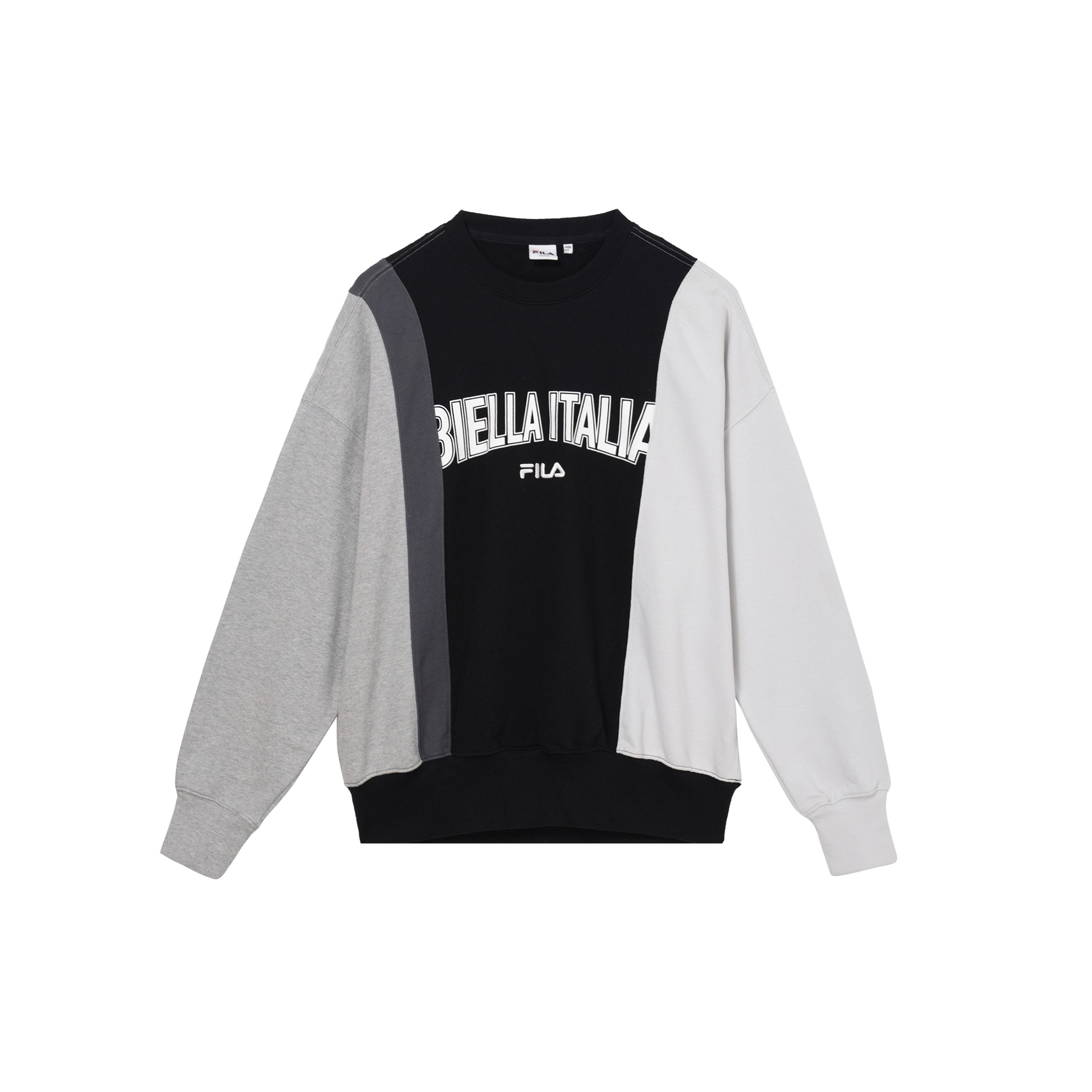 

FILA Color Block Casual Crew Neck Pullover Long Sleeve American Sweatshirt Men sweatshirt Black White FS2POD3109X-BLK S