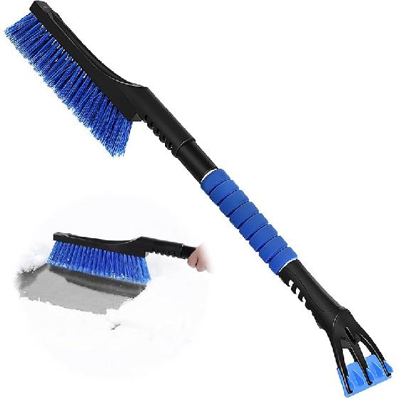 Snow Brush with Detachable Ice Scraper for Car Flexible Snow Remover and Windshield Cleaning Tool with Wide Bristle Brush - Winter Sweeper for Auto,