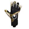 uhlsport Match Soccer GK Keeper Gloves Powerline Elite Flex Cut HN 1013014 01 8 Black x Gold x White