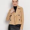 2024 Autumn Women's European & American Solid Color Slimming Lapel Short Trench Coat