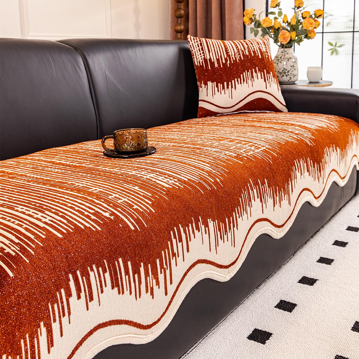 

Black And White Chenille Sofa Non-Slip Cat Scratching Autumn And Winter Zebra Pattern Cover Cloth Premium Special-Shaped Sofa Cushion 70*70cm