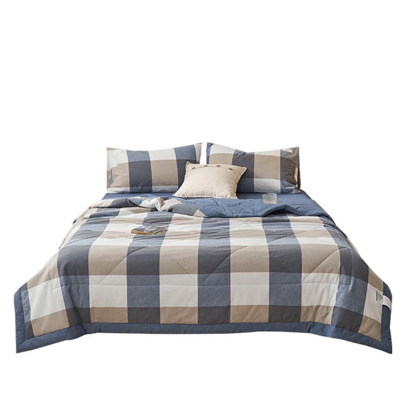 

Japanese Blue Plaid Cotton Summer Quilt