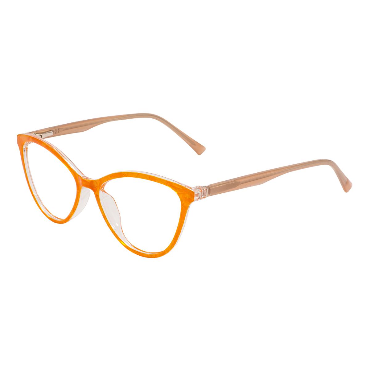 

TR90 Cat Eye Glasses Frame And Acetate Temple Transparent Plastic Kitten Spectacle With Spring Hinge For Prescription Lenses оранжевый