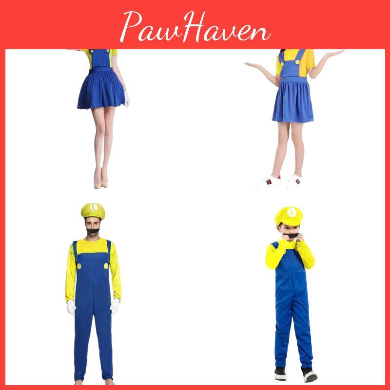 Halloween Cosplay Costume For Kids And Adults Super Mario Outfit In Various Colors