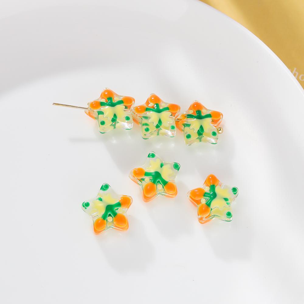 

5pcs/lot Glass Loose Bead Christmas Stars Snowflakes Beads For DIY Jewelry Making Earring Necklace Pendant Festival Decor Gift 5pcs оранжевый