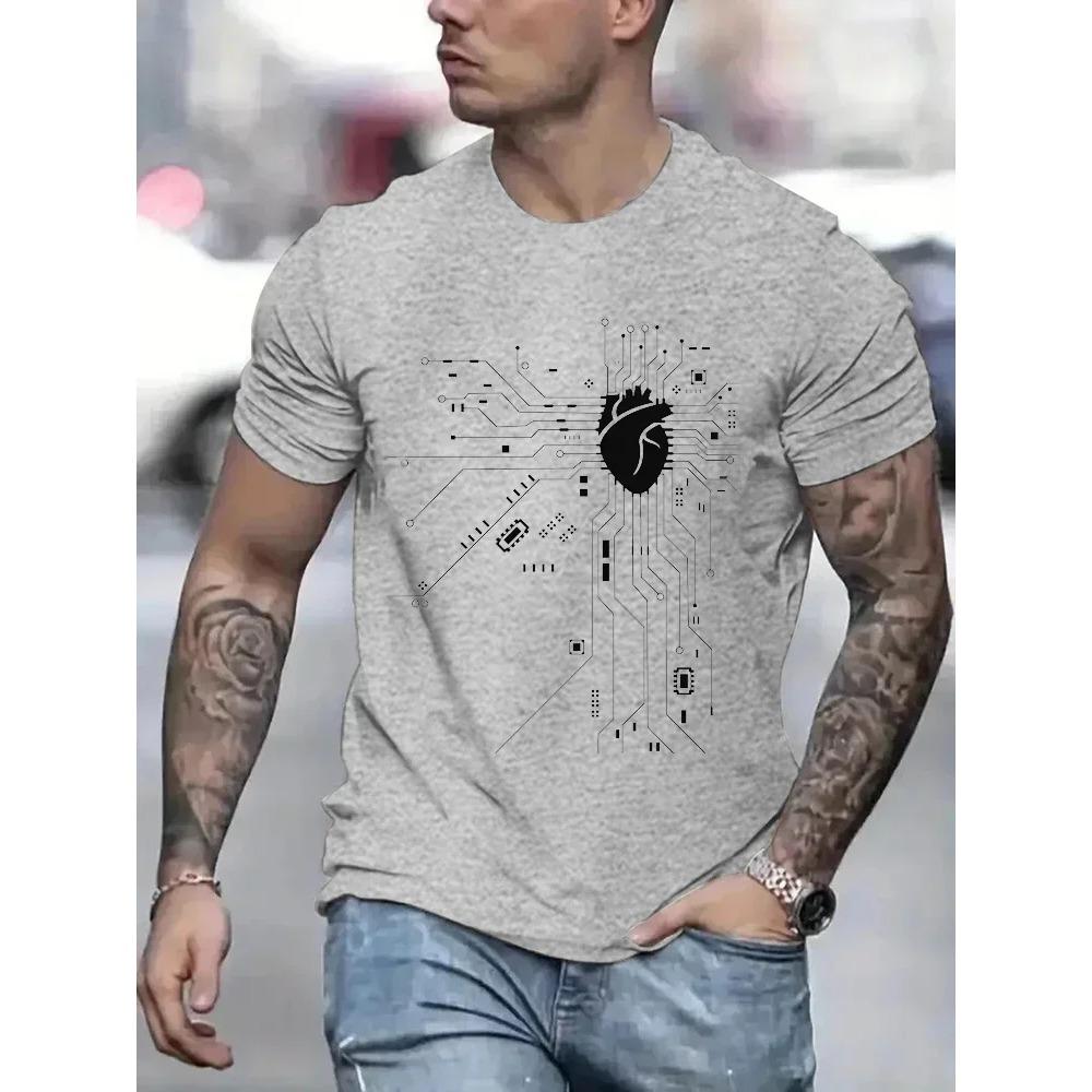 CPU Processor Circuit Diagram T Shirt Men Summer T-shirt Circuit Board Funny Men's Tops Fashion Tees Homme Brand Unisex Clothes