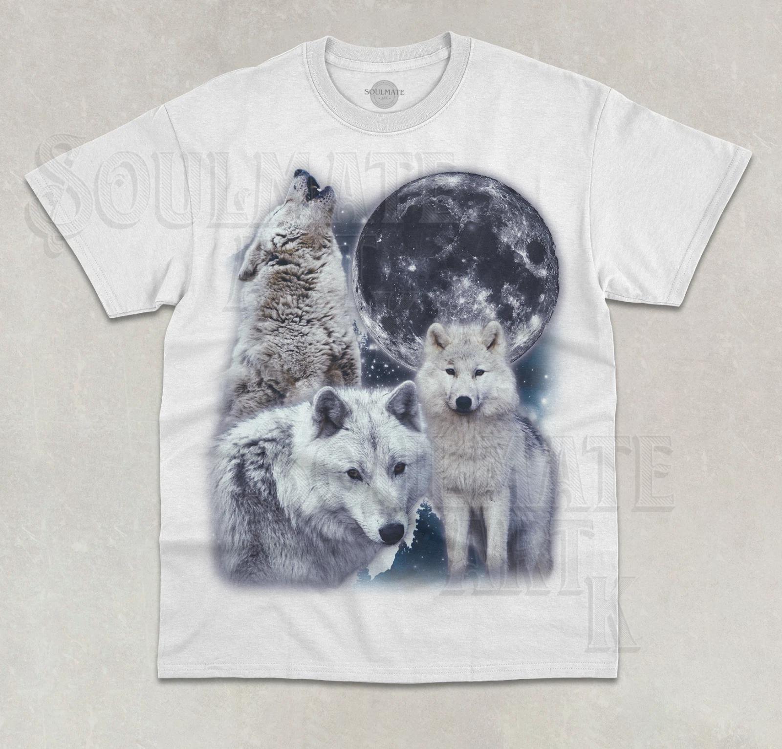 Three Wolf Moon T-Shirt Alpha Wolf Howling Funny Moon Unisex Graphic Shirt S