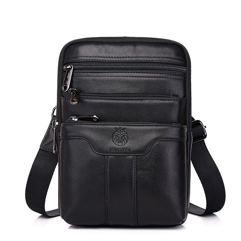 Men's Multi-functional Crossbody Single-shoulder Bag Made of Genuine Leather with Large Capacity