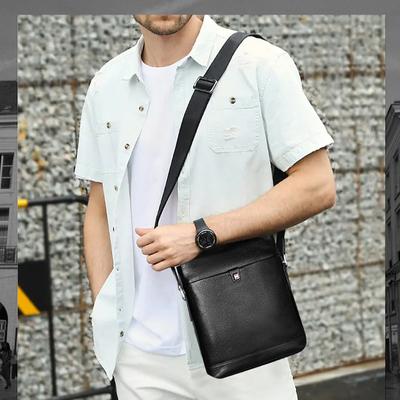 Freizeittasche für Herren, große Kapazität, echtes Leder, vertikale modische Umhängetasche mit einer Schulter, obere Schicht aus Rindsleder, Herren-Umhängetasche