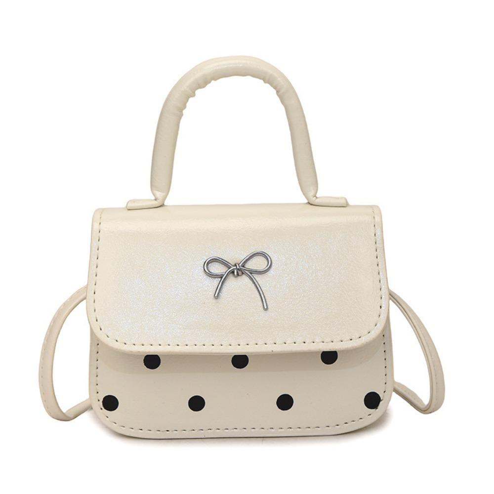 Fashion Mini Shoulder Bag Sweet Bowknot Polka Dot Crossbody Bag PU Leather INS Style Bowknot Handbag Women белый