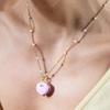 Pink Gold Color Opening Closing Phase Box Necklace Zinc Zinc Alloy Pentagram Heart Ring  Birthday Gift