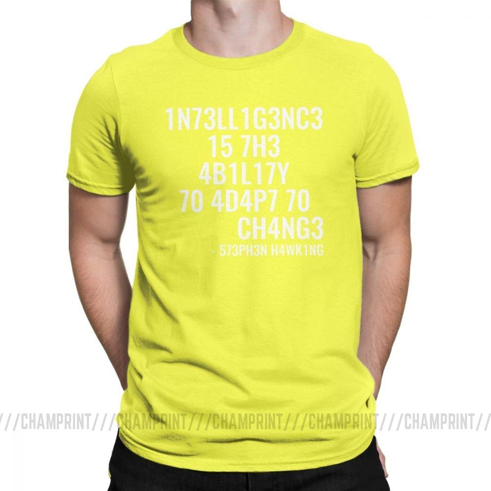 Men T Shirts Intelligence Funny Intelligence Is The Ability To Adapt To Change Tee Shirt Round