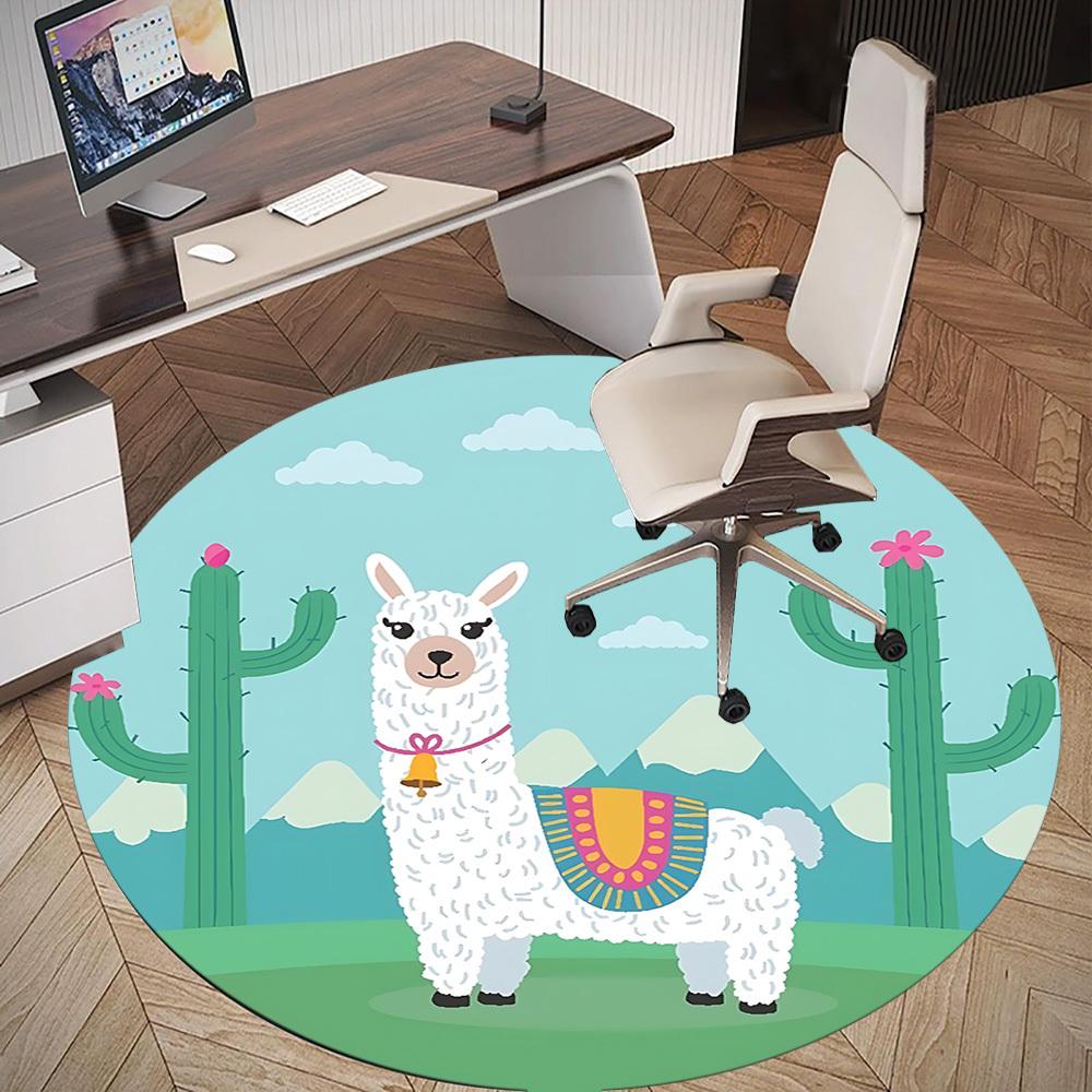 1pc llama cactus Round Chair mat Area Rug - Non-Slip, Floor Mat for Office, Bedroom, and Indoor Decor c1125390