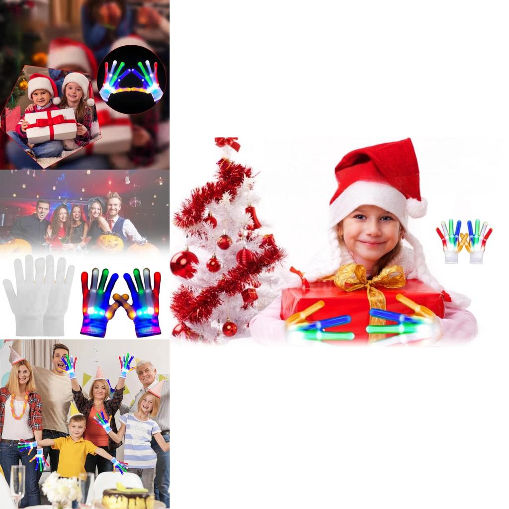Bright Multi-colored Led Light-up Knitted Gloves Ideal For Halloween And Parties