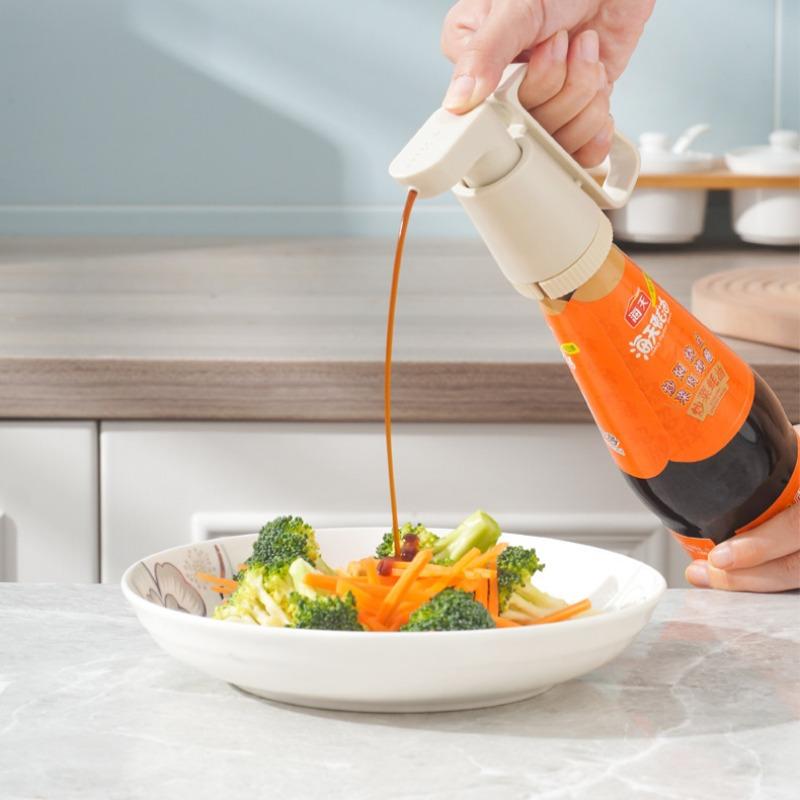 Kitchen Supplies Universal Tightly Seal Dispenser Pump W/Handle ABS Tomato Sauce Oyster Press Pump Reusable Bottle Head Gadget