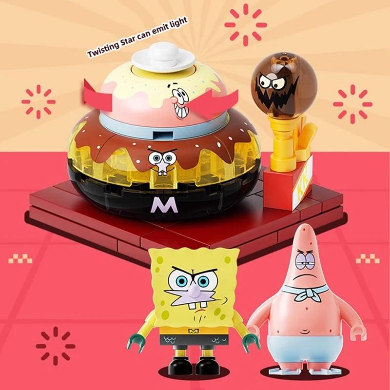 SpongeBob SquarePants Blind Box Building Blocks Cartoon Food Model Bricks Collection Display Childrens DIY Toys Holiday Gifts