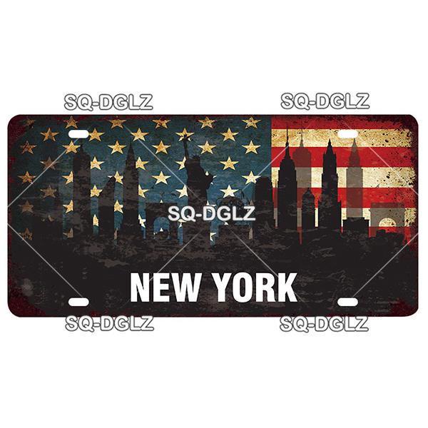 [SQ-DGLZ] Famous City License Plate Metal Sign Vintage Plaque Country Tin Sign Wall Decor Bar Decor Travel Poster