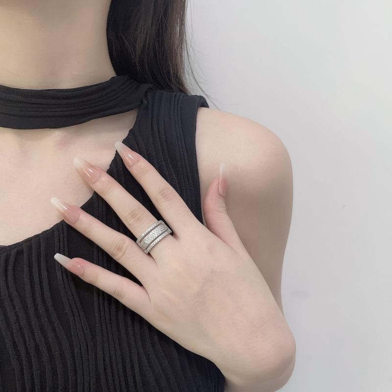 

Inlaid With Diamonds Light Luxury Ring Temperament Heavy Industry Shiny Multi-Layer Index Finger Ring Woman No. 6