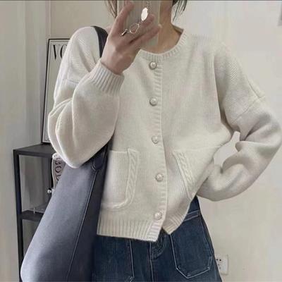 Malý svetr ve stylu parfému, krátký odstavec, dámský podzimní, měkký, sladký, jednoradový, s kulatým výstřihem, pletený kardigan, trendy