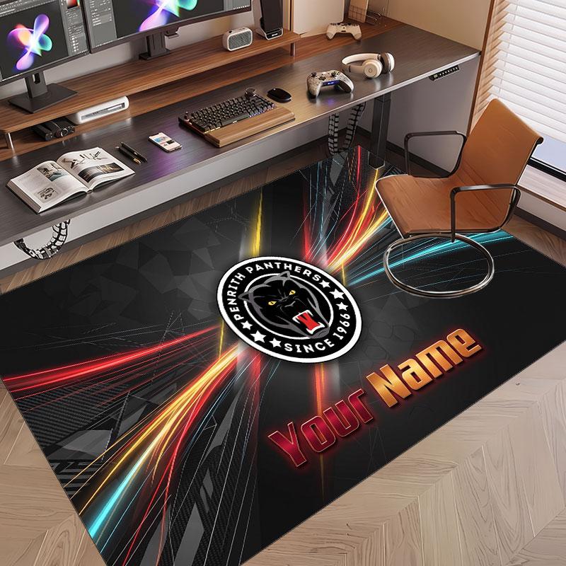 Custom Rug Penrith Panthers Pattern Print Name Text Soft Non‑Slip Floor Carpet for Home Indoor Decoration