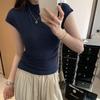 Kumikumi Design Sense Solid Slim fit Short sleeve T-shirt Women Summer New Niche Temperament Slimming Versatile Top