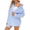 Spring and Autumn Women's Oversize BF Style Long Sleeve Loose Striped Shirt