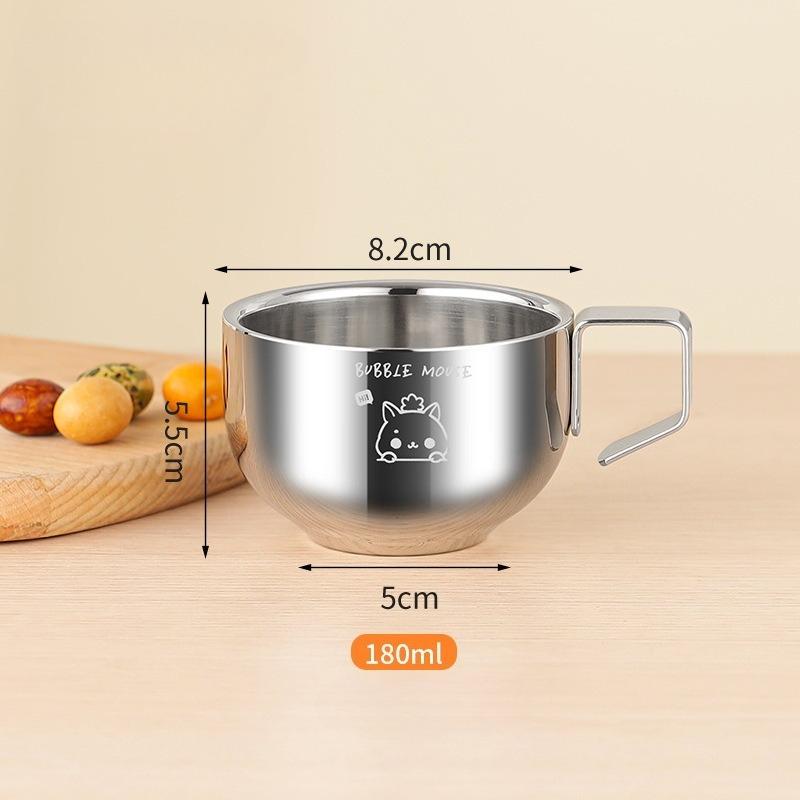 

Wear resistant and anti drop stainless steel double-layer compact children s household baby milk cup drinking cup with handle